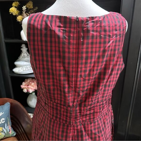 Talbots Red and Black Silk Plaid Dress Size 12 - Picture 7 of 11